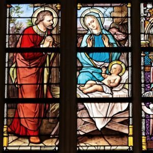 Sainted glass art inside of a church