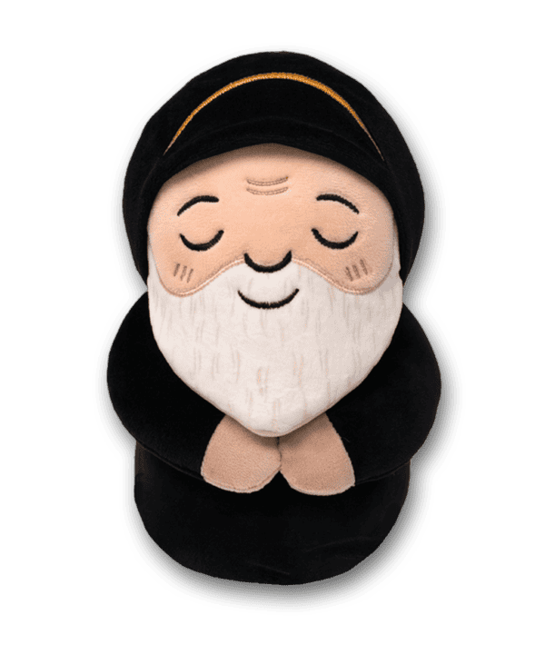 Front image of the Saint Charbel plushie