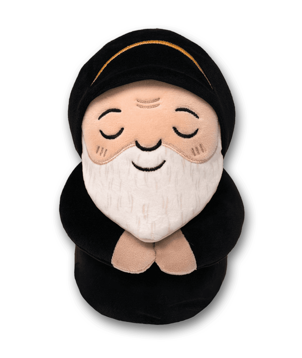 Front image of the Saint Charbel plushie