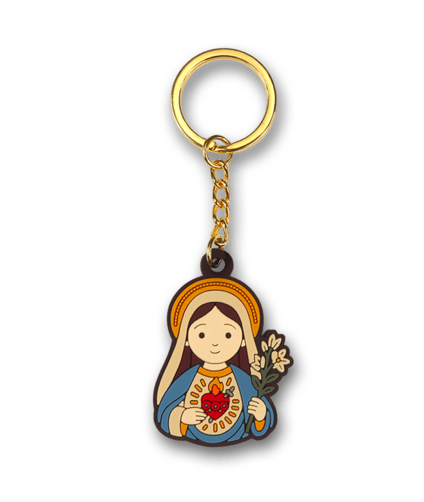 Front image of the Virgin Mary keychain