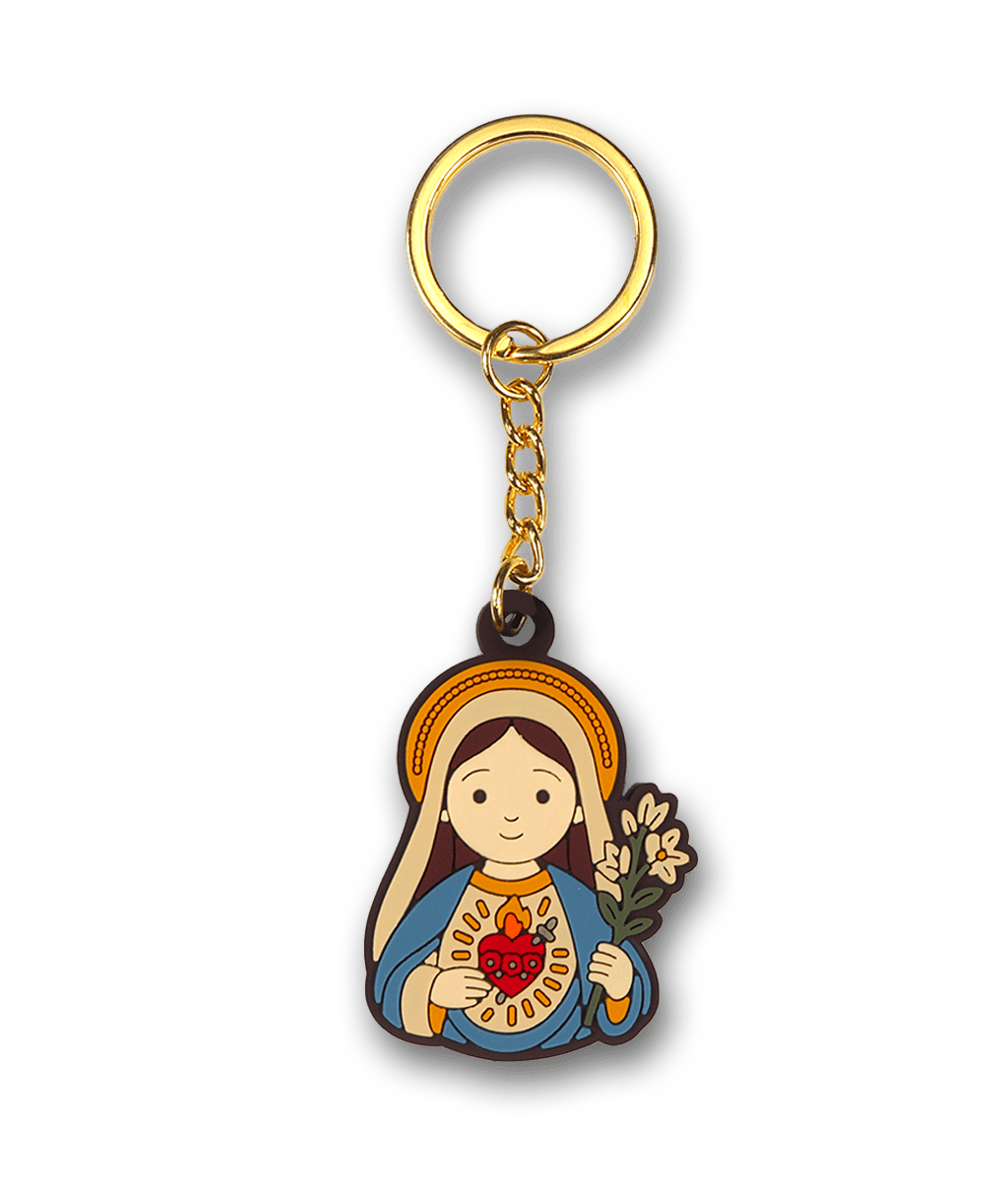 Front image of the Virgin Mary keychain