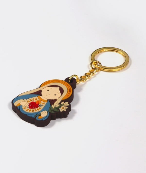 Side view of the Mary keychain