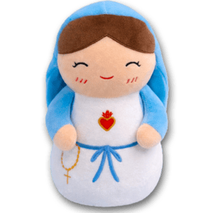 Front image of the Virgin Mary plushie