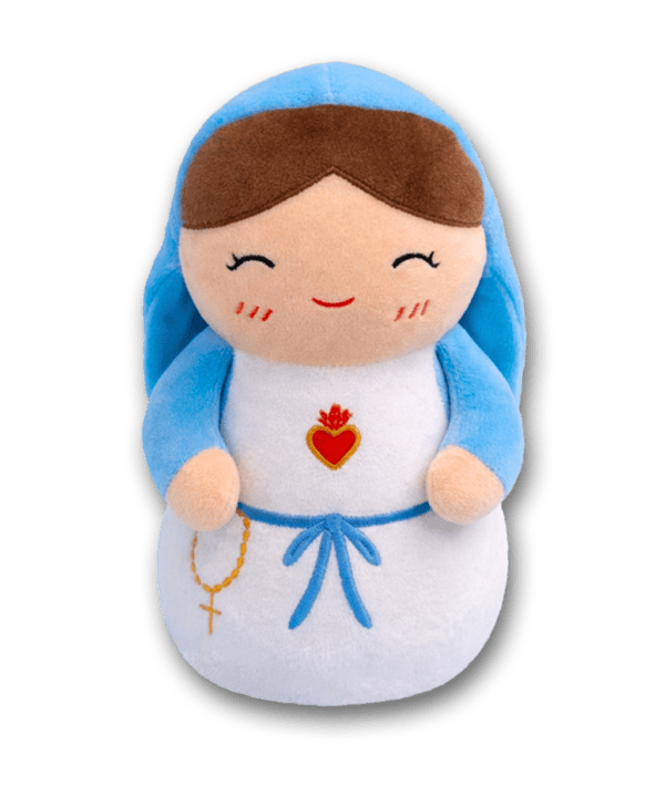 Front image of the Virgin Mary plushie