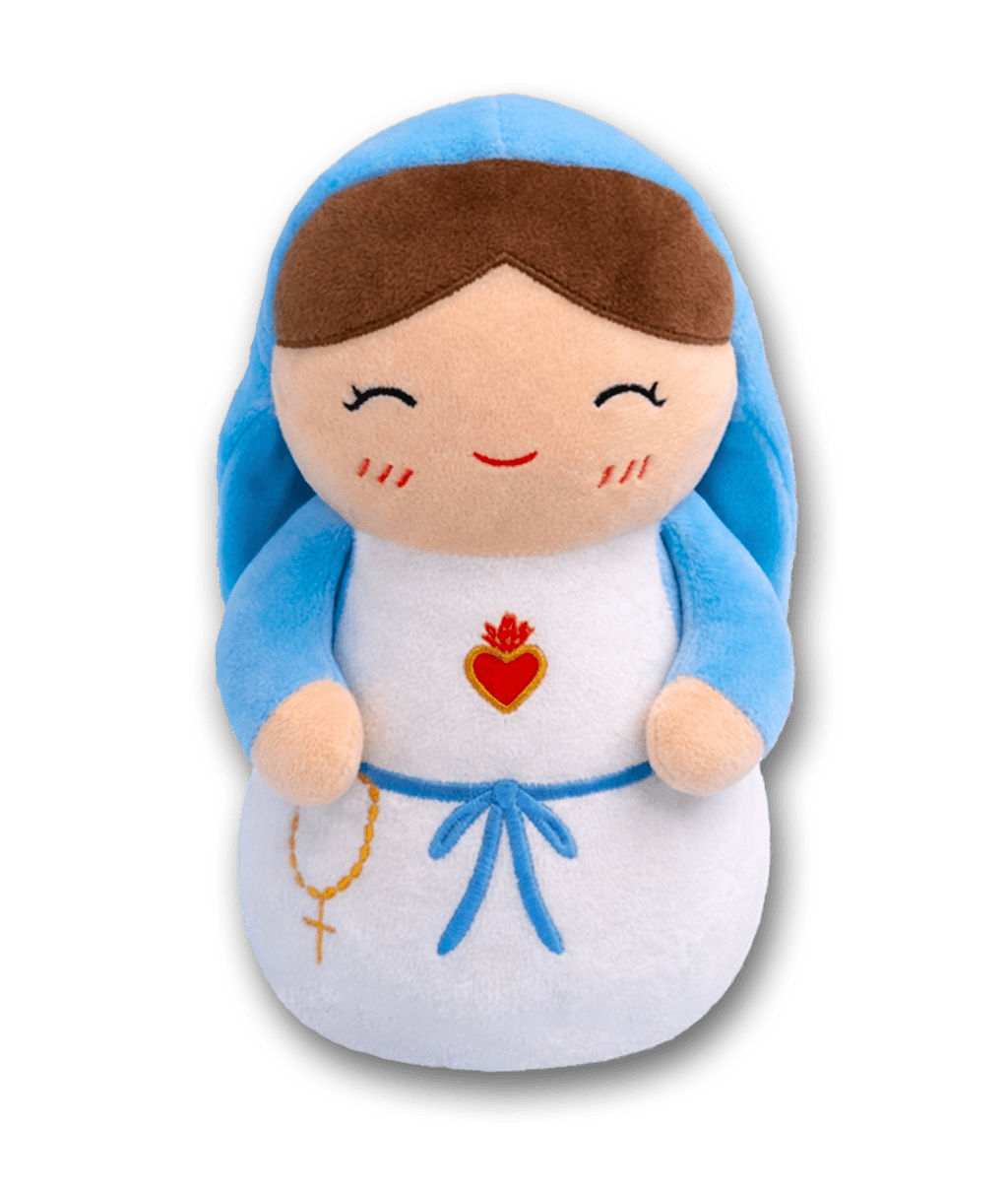 Front image of the Virgin Mary plushie