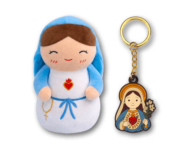 Virgin Mary plushie and keychain