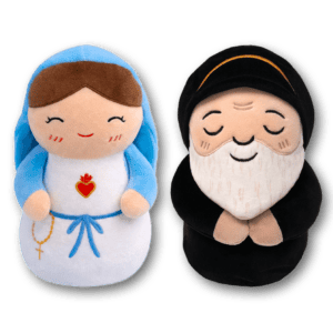 Virgin Mary and Saint Charbel plushies