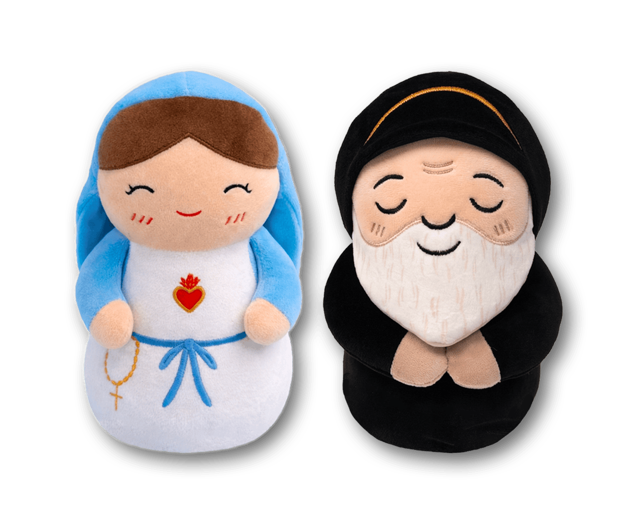 Virgin Mary and Saint Charbel plushies