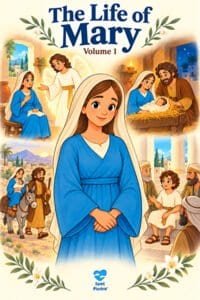 A child reading The Life of Mary volume one comic